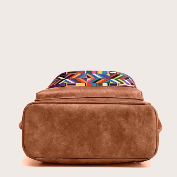 camel zipper detail vegan leather mini backpack - Picture 5 of 9